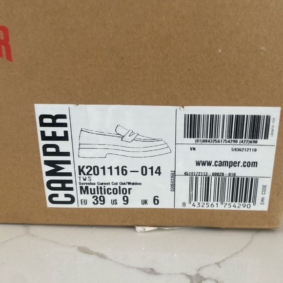 NWT CAMPER WALDEN TWINS MULTI COLOR BLOCK LEATHER SLIP ON LOAFERS SIZE 9 - Picture 7 of 7